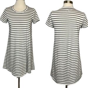 Madewell Grey/White Striped 100% Cotton Jersey T-Shirt Dress Sz XXS